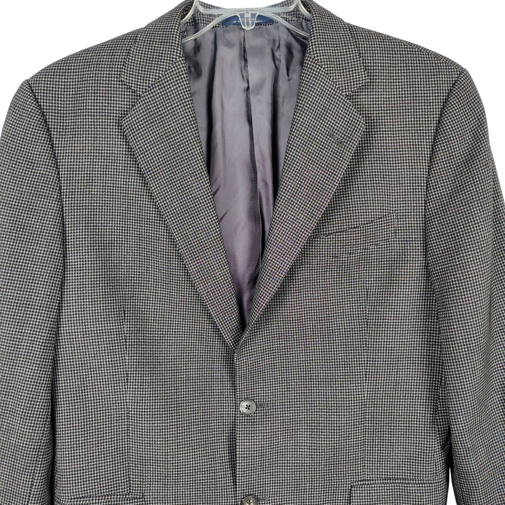 Joseph‎ Abboud Mens 42R Blazer Brown Houndstooth 100% Wool Academic Heritage